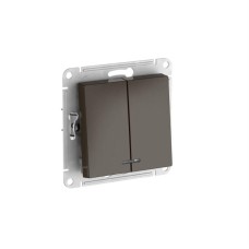 ATN000653S | ATLASDESIGN 2-клавишный ВЫКЛЮЧАТЕЛЬ с подсветкой, сх.5а, 10АХ, мех., быстрозажим. клем., МОККО Systeme Electric
