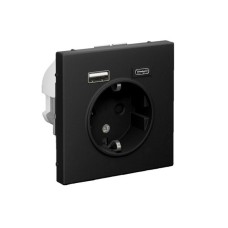 GAL001032 | ARTGALLERY РОЗЕТКА 16А с 2 USB A+C, 5В/2,4А/3,0А, 2х5В/1,5А, механизм, КАРБОН Systeme Electric
