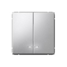 GAL000353 | ARTGALLERY 2-клавишный ВЫКЛЮЧАТЕЛЬ с подсветкой, сх.5а, 10АХ, механизм, АЛЮМИНИЙ Systeme Electric
