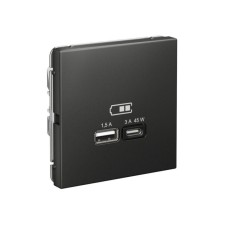 GAL001429 | ARTGALLERY USB РОЗЕТКА A + тип-C 45Вт высокоскор.заряд. QC, PD, механизм, БАЗАЛЬТ Systeme Electric
