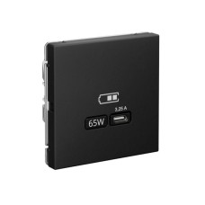 GAL001027 | ARTGALLERY USB РОЗЕТКА тип-С 65Вт высокоскор.заряд. QC, PD, механизм, КАРБОН Systeme Electric
