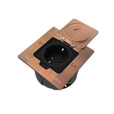 MDK21102CA | MultiDesk Лючок с розеткой 2К+З, 16А/250В, IP44 с монтажной коробкой для стены, фальшпола, стола Мед Systeme Electric
