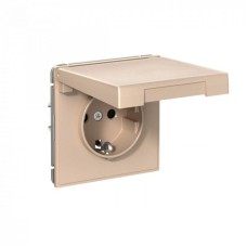 GAL001246S | ARTGALLERY РОЗЕТКА с заземл. со шторк. с крышк., 16А, IP20,  механизм, быстрозажим. клем., ПЕСОЧНЫЙ Systeme Electric
