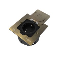 MDK21102BA | MultiDesk Лючок с розеткой 2К+З, 16А/250В, IP44 с монтажной коробкой для стены, фальшпола, стола Ант Systeme Electric
