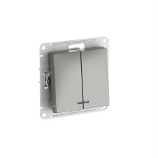 ATN000953S | ATLASDESIGN 2-клавишный ВЫКЛЮЧАТЕЛЬ с подсветкой, сх.5а, 10АХ, мех., быстрозажим. клем., СТАЛЬ Systeme Electric
