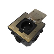 MDK21202BC | MultiDesk Лючок с розеткой 2К+З, 16А/250В, IP44 с монтажной коробкой для бетонных полов Античная лат Systeme Electric
