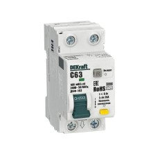 16362DEK | АВДТ 1P+N 63А 100мА A х-ка C ДИФ-103 6кА нов. DEKraft
