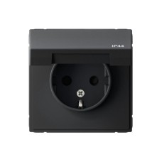 GAL441046 | ARTGALLERY РОЗЕТКА с заземл. со шт. с крышк, 16А, IP44, механизм, КАРБОН Systeme Electric
