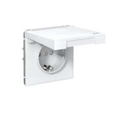 GAL440146S | ARTGALLERY РОЗЕТКА с заз.со шт.с крышк, 16А, IP44,  механизм, быстрозажим. клем., БЕЛЫЙ Systeme Electric
