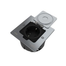 MDK21102SA | MultiDesk Лючок с розеткой 2К+З, 16А/250В, IP44 с монтажной коробкой для стены, фальшпола, стола Сер Systeme Electric
