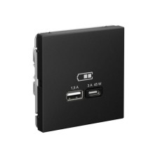 GAL001029 | ARTGALLERY USB РОЗЕТКА A + тип-C 45Вт высокоскор.заряд. QC, PD, механизм, КАРБОН Systeme Electric
