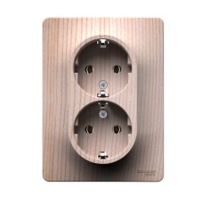 GSL001524 | GLOSSA РОЗЕТКА двойная с заземлением без шторок, 16А, в сборе, СОСНА Systeme Electric
