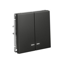 GAL001453 | ARTGALLERY 2-клавишный ВЫКЛЮЧАТЕЛЬ с подсветкой, сх.5а, 10АХ, механизм, БАЗАЛЬТ Systeme Electric
