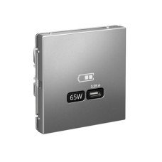 GAL000927 | ARTGALLERY USB РОЗЕТКА тип-С 65Вт высокоскор.заряд. QC, PD, механизм, СТАЛЬ Systeme Electric
