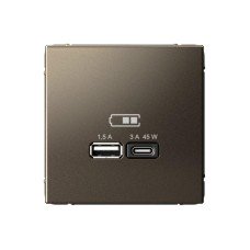 GAL000629 | ARTGALLERY USB РОЗЕТКА A + тип-C 45Вт высокоскор.заряд. QC, PD, механизм, МОККО Systeme Electric
